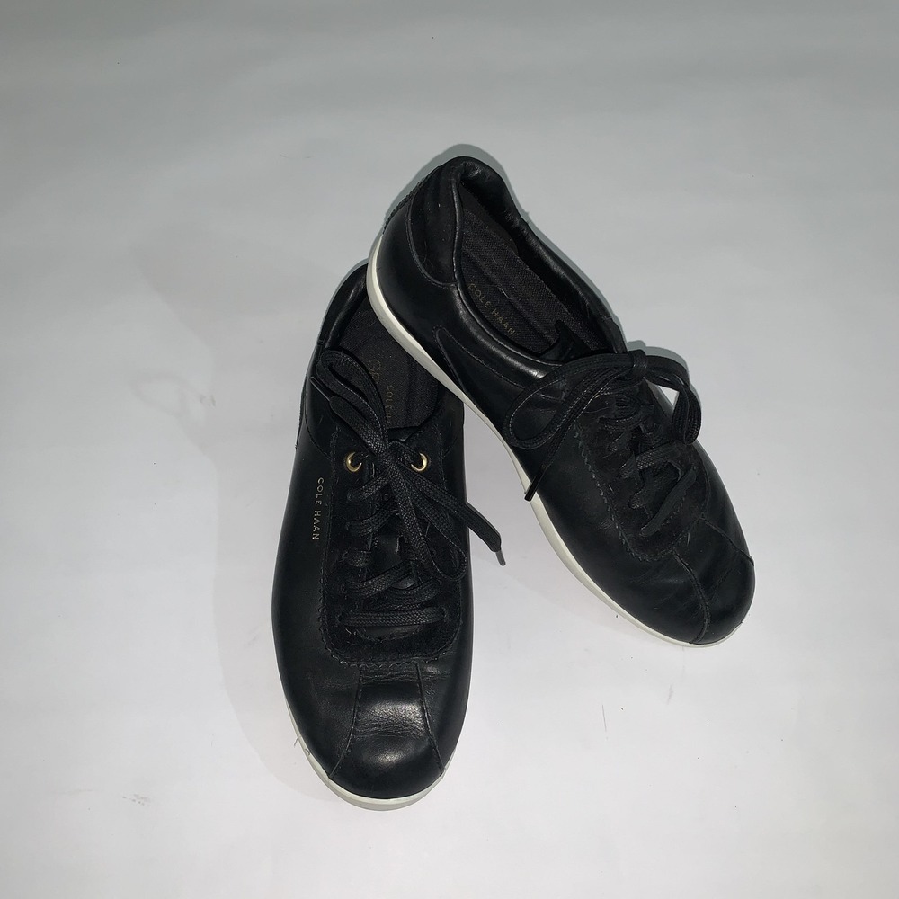 Cole Haan GrandPro Shoes Womens 6 Black Leather Lace Up Comfort Sneakers W13256
